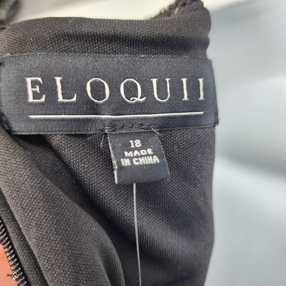 Eloquii Sequin Cold Shoulder Long Bell Sleeve Cocktail Dress Bow Detail Size 18 - Picture 3 of 6